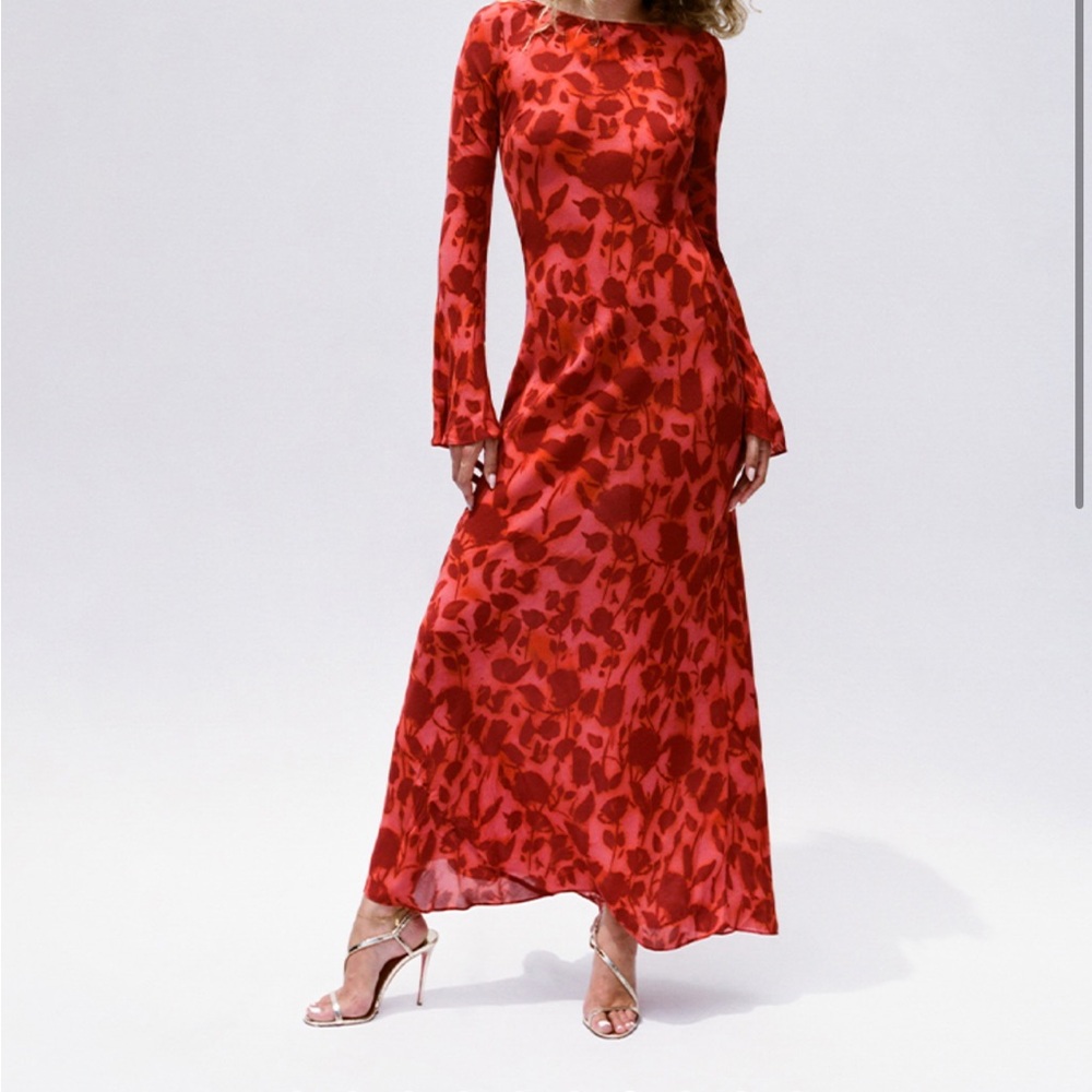 Realisation Par Red Floral Long Sleeve Dress